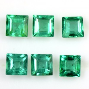 1.11 cts Natural Charming Green Emerald Loose Gems Square Cut Lot Zambia 3.5 mm
