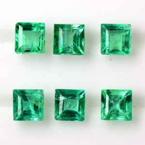 0.95 Cts Natural Top Green Emerald Loose Gems Square Cut 3 Set Pair 3 mm Zambia