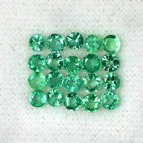 3.29 Cts Natural Top Green Emerald Round Cut Lot Loose Zambia Untreated 3.5 mm