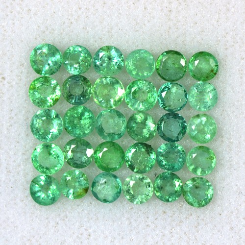 5.15 Cts Natural Top Green Emerald Round Loose Cut Lot Zambia Untreated 3.5 mm