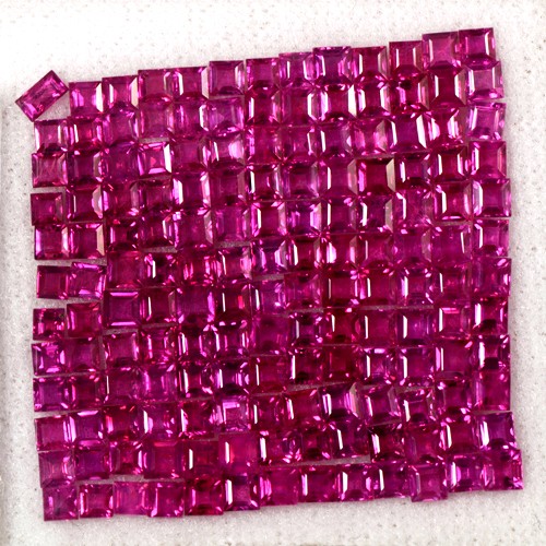 22.28 Cts Natural Top Lustrous Pink Red Ruby Square CUt Lot Oldmogok 2.5 mm VVS