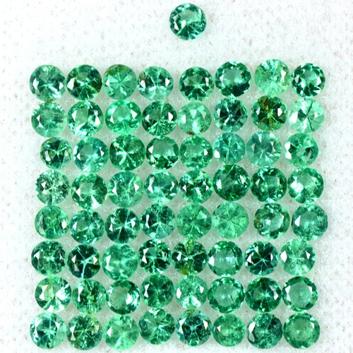 4.37 Cts Natural Lustrous Top Green Emerald Diamond Cut Round Lot 2.5 upto 3 mm