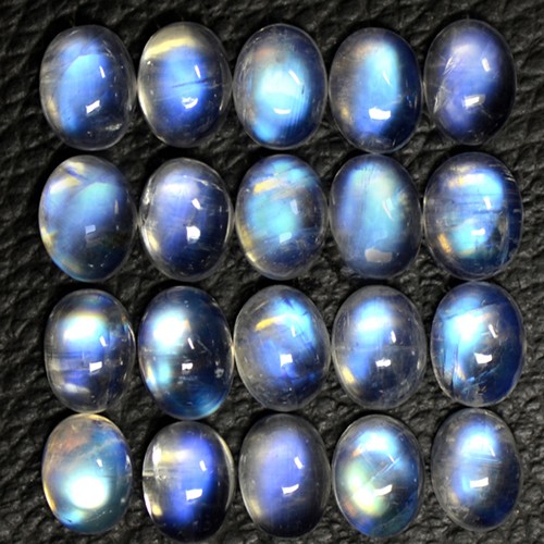 33.86 Cts Natural Lustrous Blue Fire Rainbow Moonstone Oval Lot 8x6mm Indo-Bihar