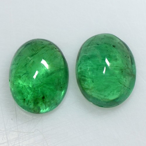 5.92 Cts Natural Green Emerald Loose Gemstone Oval Cabochon Pair 10x8 mm Zambia