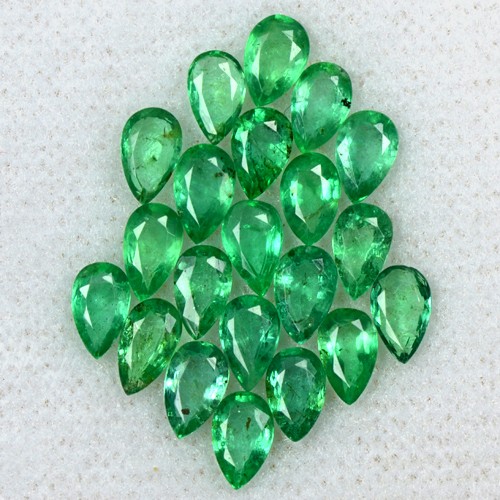4.35 Cts Natural Top Green Lovely Emerald Pear Cut Lot 21 Pcs Untreated Zambia