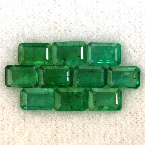 Natural Rich Green Emerald 6 X4 mm Octagon 4.69 Cts Lot 10 pcs Zambia