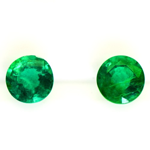 Stock Clearance Natural Rich Green Emerald 4.5 mm Round pair cut .75 Cts Zambia